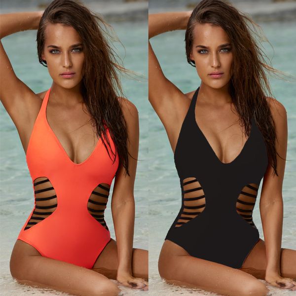 

2021 bikini solid bikin dama one piece, Black;white