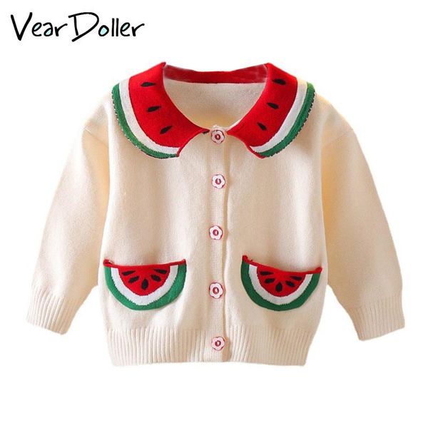 Pullover VearDoller Maglione per ragazze Autunno Inverno Arrivo Manica lunga Abbigliamento per bambini Cardigan lavorato a maglia per bambini con anguria carina