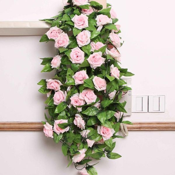 

decorative flowers & wreaths 1x8 ft artificial silk rose flower ivy vine leaf garland wedding party garden hanging rattan wall plants garlan