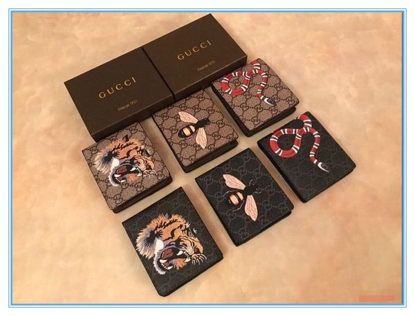 

gglvlouisvittonyslmen short wallet leather snake tiger bee wallets women long purse wallet card holders, Red;black