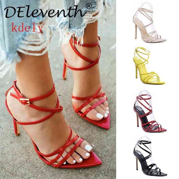 

sandals women pumps buckle shoes stiletto lace up heels female plus size 43 znm7, Black