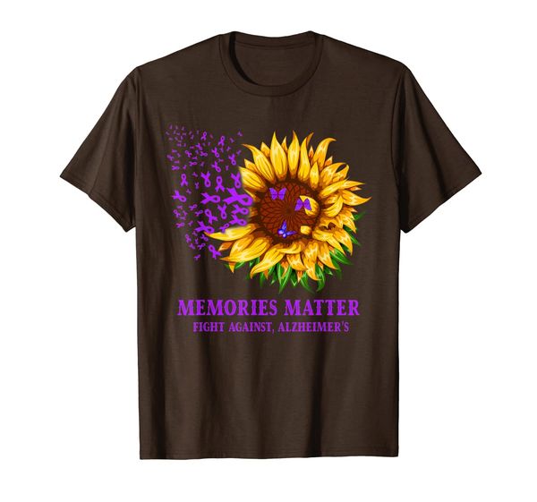 

memories matter fight against alzheimers sunflower t-shirt, White;black