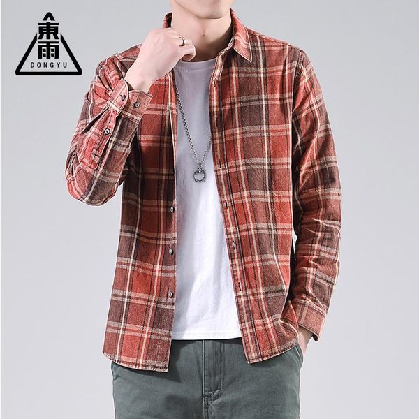

men's casual shirts 2021 cotton long sleeved mens shirt spring autumn red plaid slim fit stand-up collar jacket, White;black