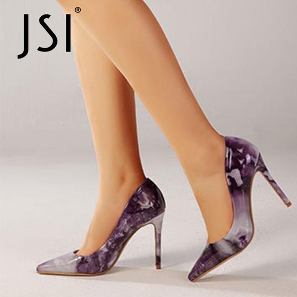 

dress shoes jsi women pumps purple marble texture pointed toe plus size 35-42 12cm thin heels party elegant lady vo433, Black