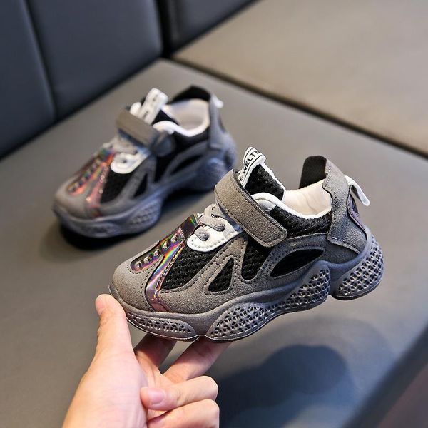 

2021 sports spring and autumn girls' casual boys' fashion children's net red father shoes, Black