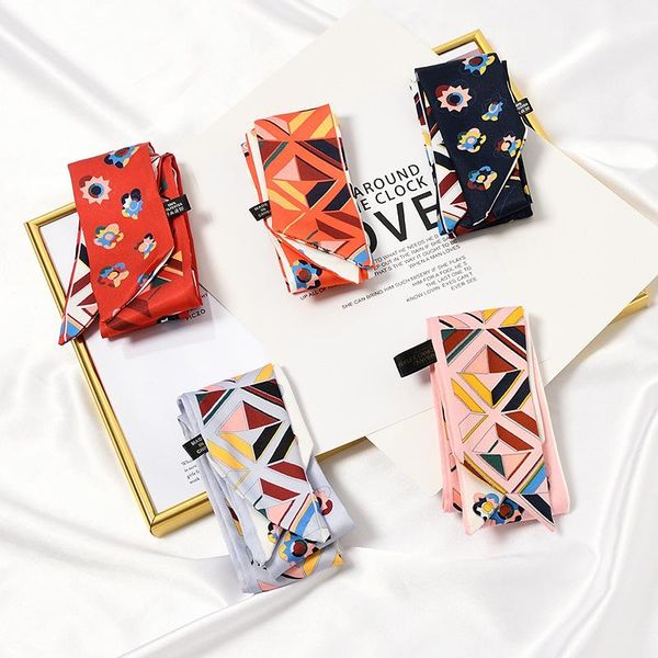 

scarves fashion women's headscarf skinny handbag wrist decoration scarf luxury hair band pareo beach female, Blue;gray