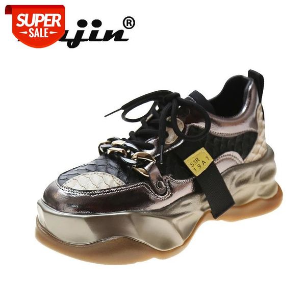 

fujin 2021 new ins popular women fashion sneakers shoes platform chunky thick sole gold cool women shoes punk style #ps4e