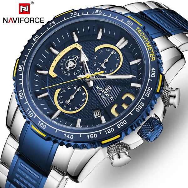 

wristwatches naviforce mens watches brand luxury casual chrono sport luminous fashion clock quartz waterproof men watch relogio masculin, Slivery;brown