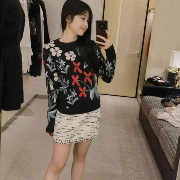

women's sweaters autumn female blouses long-neck long sleeve casual single breasted floral flowers mesh y2k hic clothes 3uh9, White;black