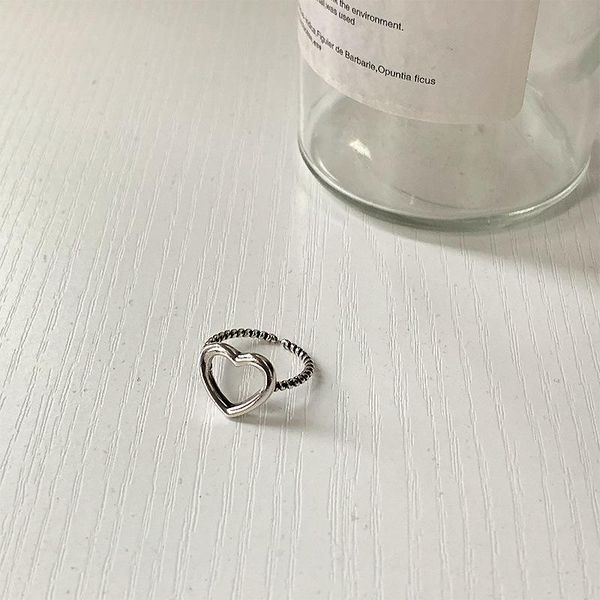 

wedding rings fashion simple hollow heart adjustable ring love bands for women valentine's day jewelry gift, Slivery;golden