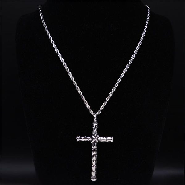 

pendant necklaces lovely faja punk big long stainless steel cross men silver color pendants jewelry cadena hombre nzz23s03