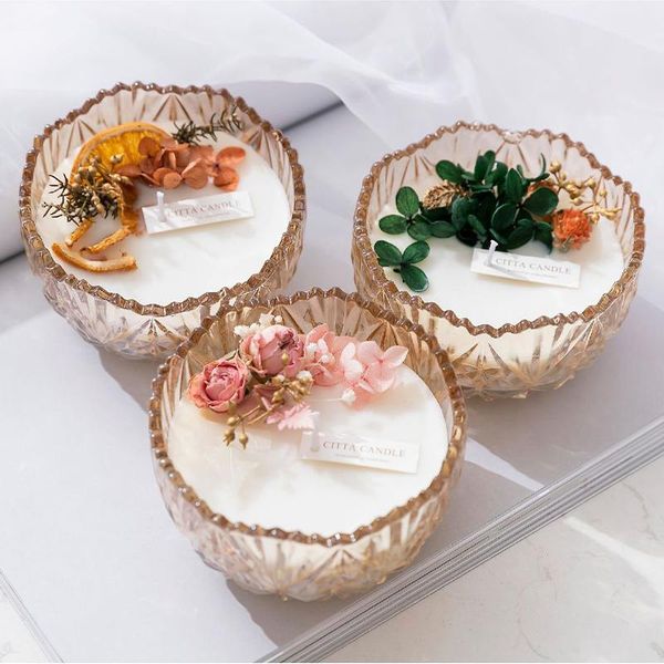 

style floral glass candle gift box set handmade dried flower fragrance soy creative candles