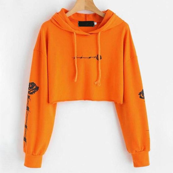 

women's hoodies & sweatshirts orange women sweatshirt 2021 long sleeved printed light weight pullover casual bluza damska, Black