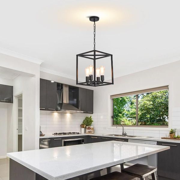 

pendant lamps 4-light chandelier black finish rustic light fixtures lighting for kitchen island foyer dining room