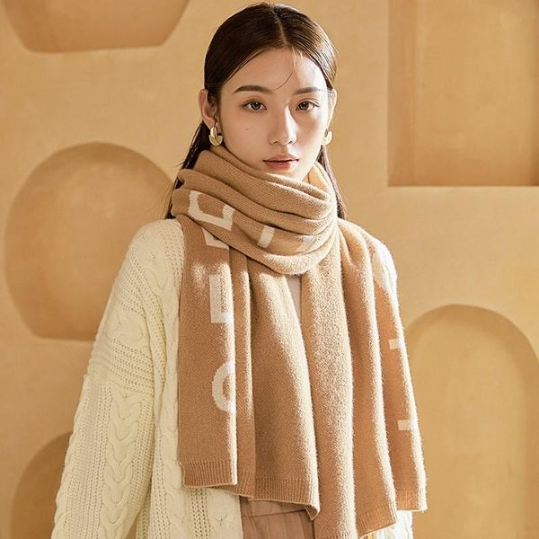 

scarves brand 100% pure wool scarf for women designer english word printing knitted 2021 cashmere apparel accessories ladies, Blue;gray