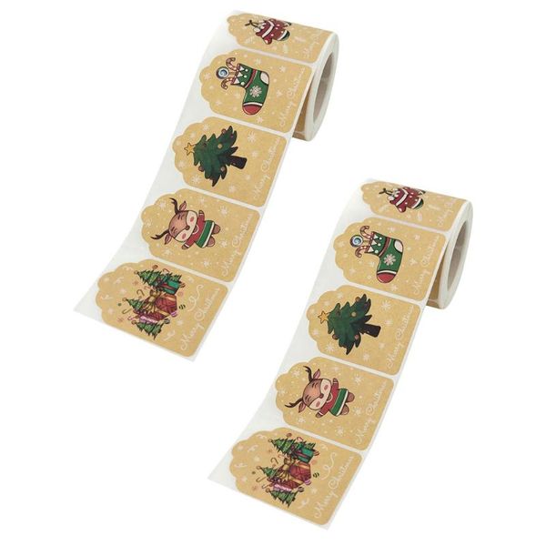 

gift wrap 2 rolls of adhesive decor stickers christmas labels (assorted color)