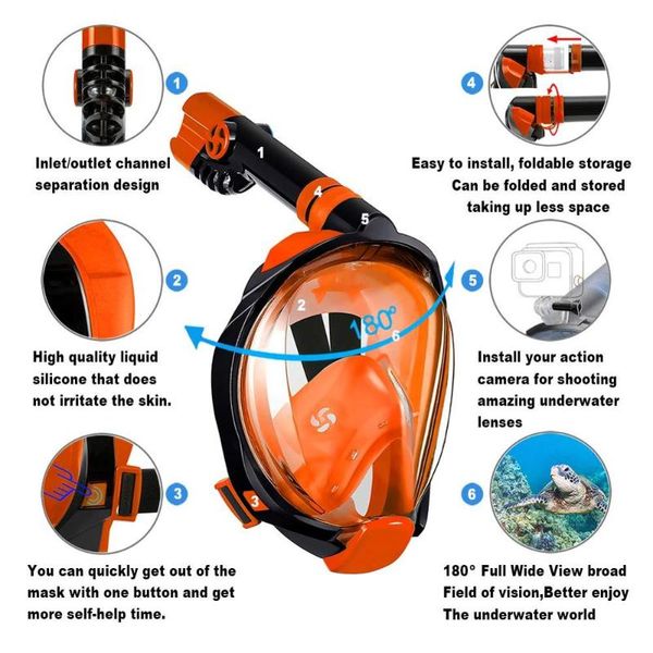 

snorkel full face underwater diving mask scuba equipment masks