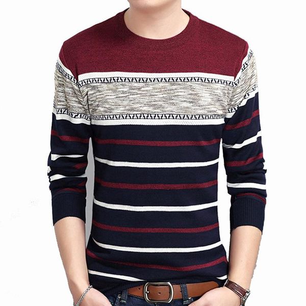 

men's sweaters autumn casual mens sweater o-neck striped slim knittwear spring pullovers plus size pullover men -3xl, White;black