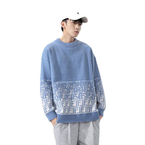 

men's sweaters man winter round neck sweater korean loose thick, White;black