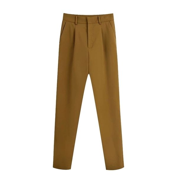 

women elegant fashion high waist darted straight pants vintage zipper fly side pockets trousers casual pantalones mujer 210531, Black;white