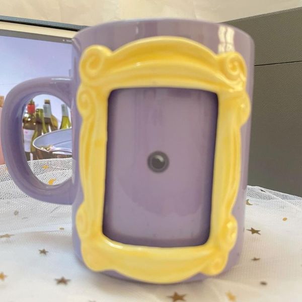 

mugs friends tv show frame yellow coffee ceramic water tea cups friend gift creative drinkware