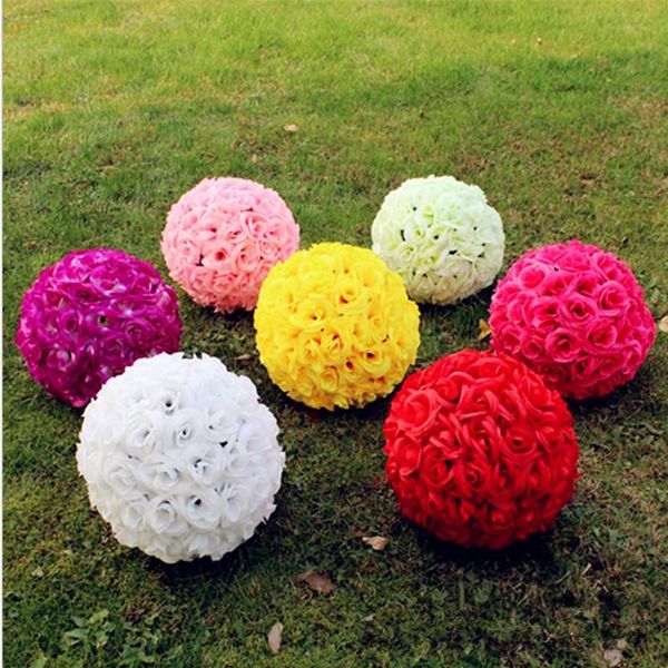 

6~24 inch(15~60cm) wedding kissing ball pomander artificial silk rose flower hanging ornament for festival decoration decorative flowers & w