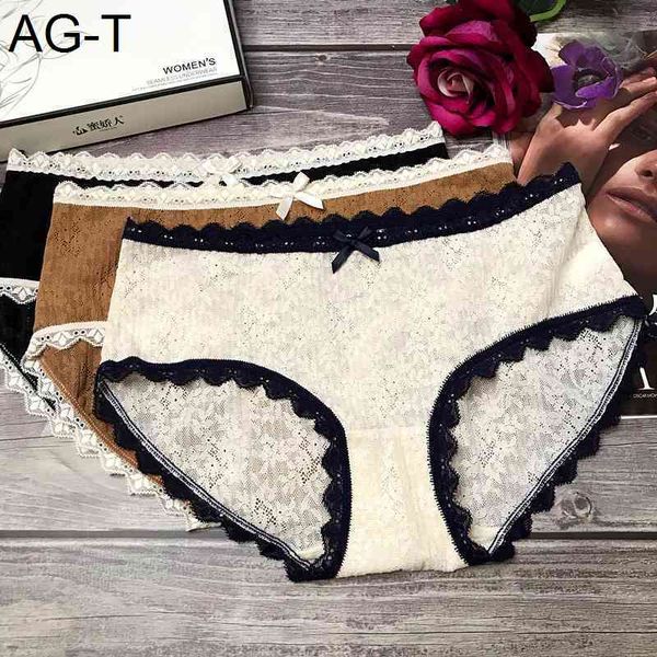 

three pieces of quality underwear with buttocks and honey charming women's lace ee antibacterial cotton crotch briefs for, Black;pink