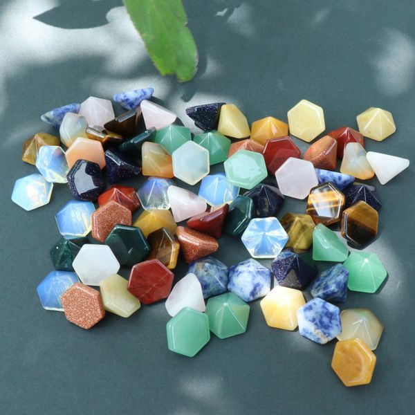 

natural stone hexagonal pyramid cabochon beads rose quartz stones for reiki healing crystal ornaments necklace ring earrrings jewelry making, Black
