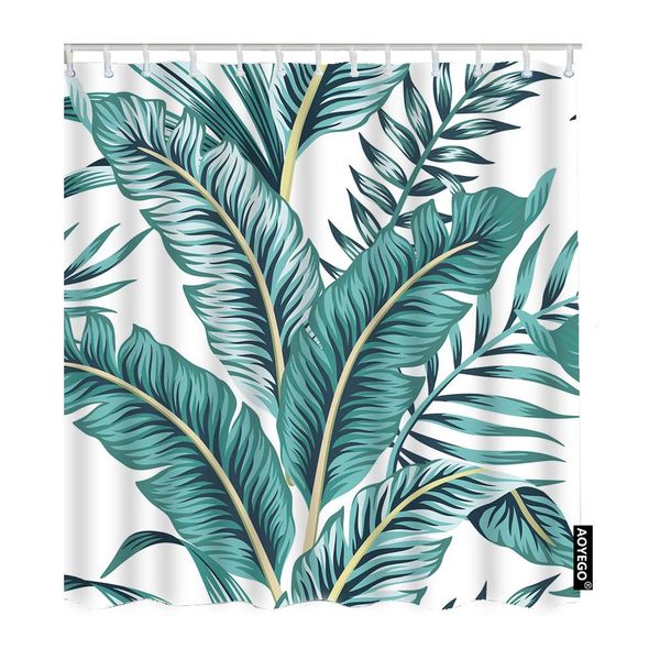 

palm leaf shower curtains tropical jungle forest palm tree banana leaves bathroom shower curtain home bathtubs waterproof