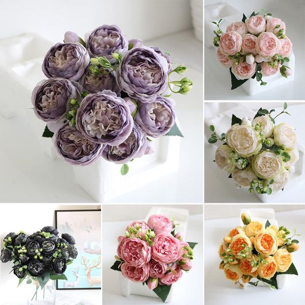 

decorative flowers & wreaths 1 bunch silk peony artificial rose fake beautiful bouquet wedding home garden party decoration