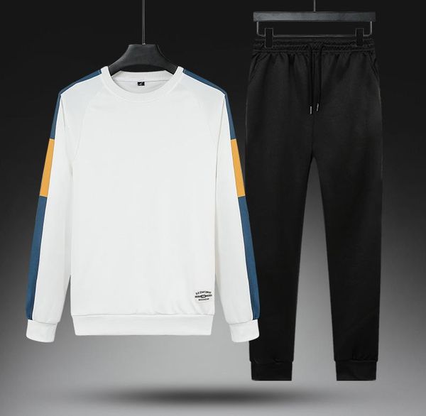 

men's tracksuits fashion mens tracksuit autumn casual men hoodies sets patchwork sweatshirt sweatpants male sweatsuit sportswear set bi, Gray