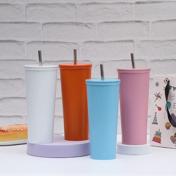 

selling stainless steel straw cup creative milk tea vacuum large capacity insulation cup