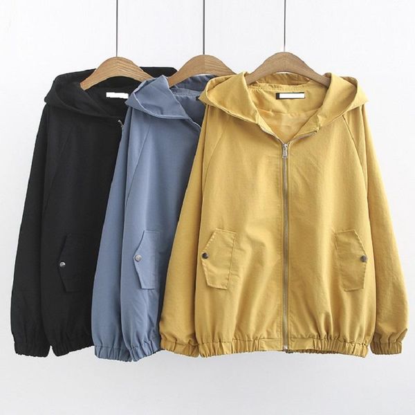 

women's jackets hooded trench coats outwear cotton plus size women autumn winter 2021 ladies blue yellow oversized outwears female, Black;brown