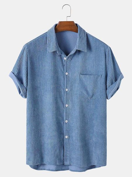 

men's casual shirts men clothing 2021 summer corduroy loose short-sleeved shirt fashion plus size camisas para hombre, White;black