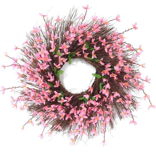 

decorative flowers & wreaths artificial pink jasminum wreath spring for front door wall wedding party home decor