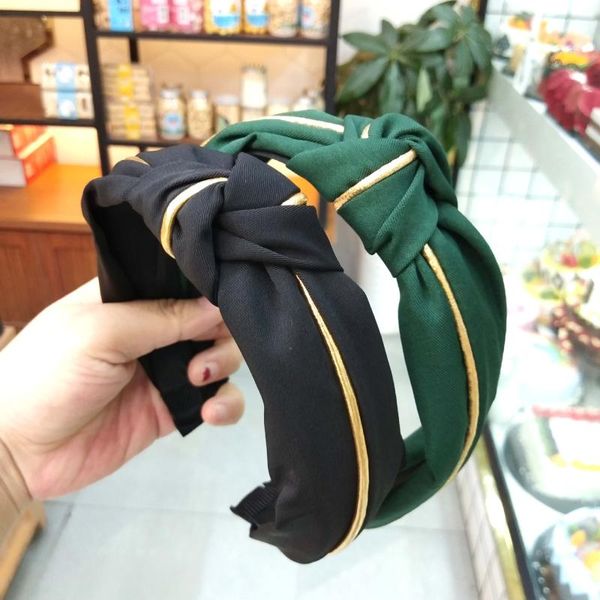 

hair accessories korean style wide hairbands golden edge decorative female temperament solid color knot all-match fashion