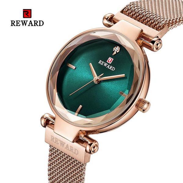 

wristwatches reward lady watch rose gold women wrist fashion quartz watches female stainless steel waterproof girls clock, Slivery;brown