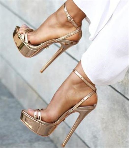 Platform Stiletto Sandals: Fashionable High Heels for Women, Open Toe & Thin Straps, Available in Gold, Black, Silver, Plus Sizes