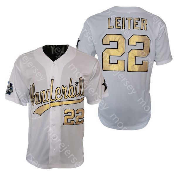 Ncaa College Vanderbilt Commodores Baseball Jersey Jack Leiter Whtie Tamanho S-3xl Todos Ed Bordados