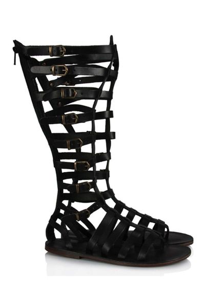 

41-42 number black sandals gladiator genuine leather large size