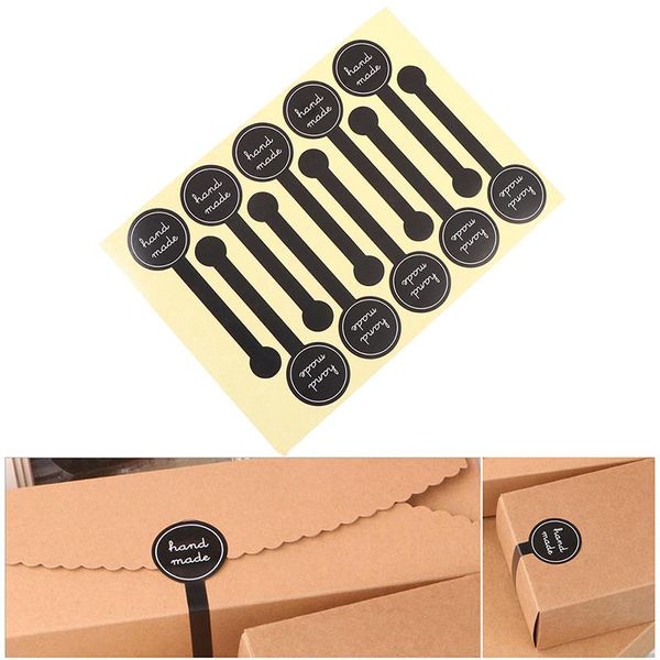 

gift wrap 100pcs adhesive long style "hand made" black handmade cake packaging sealing label sticker baking diy stickers 3x10cm