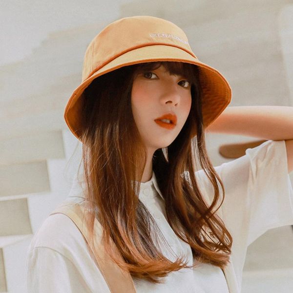 

fisherman hat female summer korean version of the wild cute student travel sunscreen casual trend letter basin cap wide brim hats, Blue;gray
