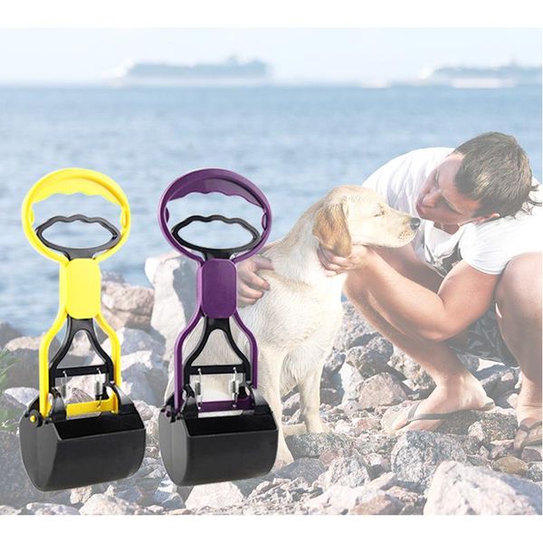 

pet pooper scooper long handle jaw poop scoop clean pick up puppy dog cat waste picker cleaning tool outdoor bag 1 pcs travel & outdoors