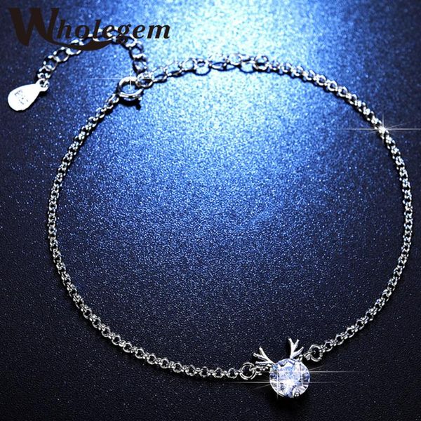 

charm bracelets wholegem simple classic elk bracelet bangle women cubic zirconia adjustable chain christmas jewelry gifts, Golden;silver