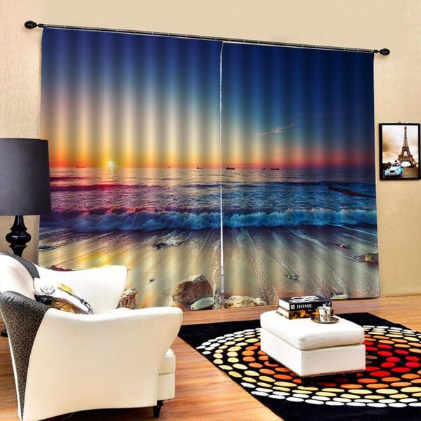 

curtain & drapes custom sunset waves curtains 3d window for living room bedroom customized size cortinas