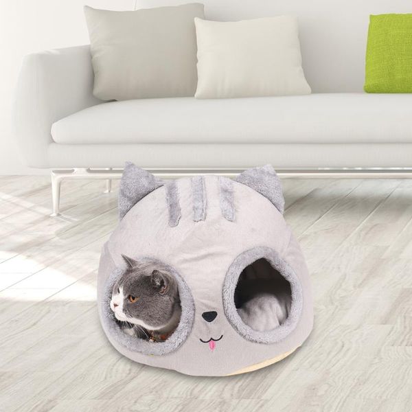 

cat beds & furniture warmer pet nest bed portable kennel house semi-closed detachable shaped pets tent soft plush sponge home for kitten