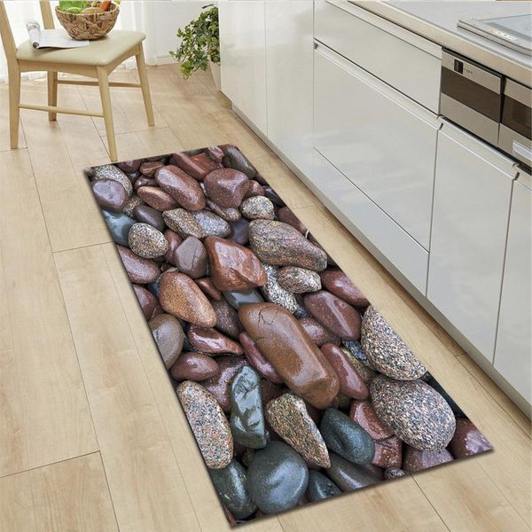 

carpets 3d cobblestone kitchen decoration mat lmitation wood grain green leaf entrance doormat bathroom water absorption anti-slip mats