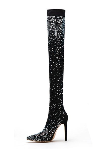 

dress shoes botas de meia femininas estilosas em estilo passarela, tamanho gran 35-42, saltos altos sobre o joelho, sexy, coxa com coxa, sap, Black