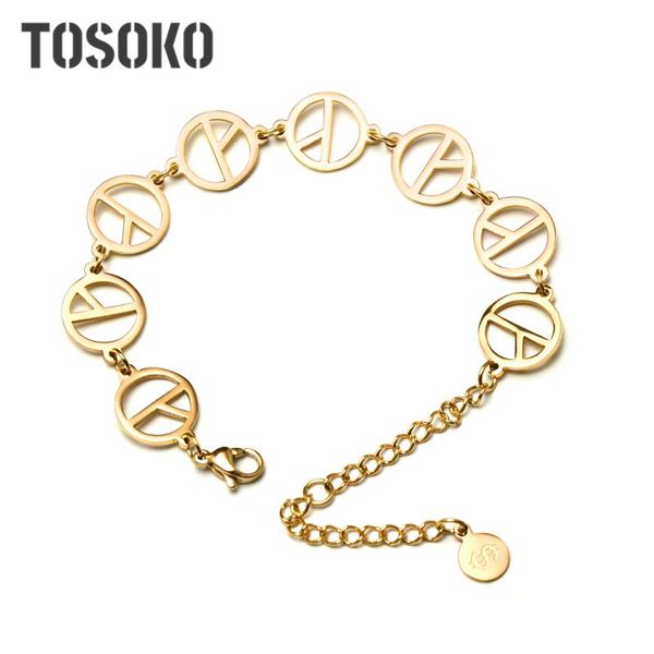 

link, chain tosoko stainless steel anti war peace bracelet women's simple fashion bse016, Black