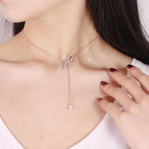 

chokers retro necklace simple style beautiful bow knot design luxury bridal wedding gift jewelry, Golden;silver